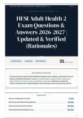 HESI Adult Health 2 Exam Questions & Answers 2026&sol;2027 Updated & Verified &lpar;Rationales&rpar;