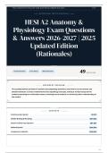 HESI A2 Anatomy & Physiology Exam Questions & Answers 2026&sol; Updated Edition &lpar;Rationales&rpar;