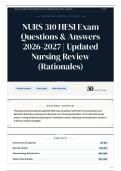 NURS 310 HESI Exam Questions & Answers 2026&sol;2027 Updated Nursing Review &lpar;Rationales&rpar;