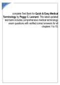 Quick & Easy Medical Terminology Test Bank by Peggy C&period; Leonard &vert; Practice Questions & Answers