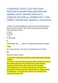 FLORIDA REAL ESTATE CLASS FINAL EXAM QUESTIONS & ANSWER EXAM QUESTIONS AND ANSWERS LATEST UPDATED 2026&sol;2027 A COMPLETE SOLUTION ALL ANSWERS GET IT 100&percnt; CORRECT VERIFIED BEST GRADED A&plus; FOR SUCCESS