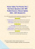 Hunter Safety Test Practice One &vert; Real Exam Questions with 100&percnt; Verified Answers &vert; Newest Update 2026 &ndash; 2027 &lpar;Graded A&plus;&rpar;&NewLine;