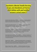 Psychiatric-Mental Health Nursing&colon;&NewLine;Scope and Standards of Practice&NewLine;2014 Edition with well verified&NewLine;answers actual exam&excl;&excl;&excl;
