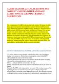 CAMRT EXAM 300 ACTUAL QUESTIONS AND &NewLine;CORRECT ANSWERS WITH RATIONALE &NewLine;LATEST UPDATE ALREADY GRADED A&plus; &NewLine;ASSURED PASS 