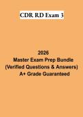 CDR RD Exam 3 PDF &vert; Registered Dietitian Study Guide&comma; Practice Questions&comma; Answers & Comprehensive Exam Review 2026