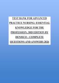 TEST BANK FOR ADVANCED  PRACTICE NURSING&colon; ESSENTIAL  KNOWLEDGE FOR THE  PROFESSION&comma; 3RD EDITION BY  DENISCO &ndash; COMPLETE  QUESTIONS AND ANSWERS 2026    