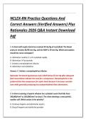 NCLEX-RN Practice Questions And &NewLine;Correct Answers &lpar;Verified Answers&rpar; Plus &NewLine;Rationales 2026 Q&A Instant Download &NewLine;Pdf