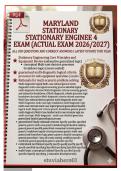 Maryland Stationary engineer Grade 4 Exam &NewLine;ACTUAL Exam  ALL 200 QUESTIONS AND &NewLine;CORRECT ANSWERS LATEST  UPDATE THIS YEAR&NewLine;&NewLine;