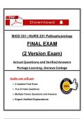 BIOD 331 Final Exam Portage Pathophysiology &ndash; &lpar;2026&sol;2027&rpar; Verified Answers &vert; Pass