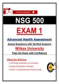 Pass NSG 500 Exam 1 &ndash; Wilkes Advanced Health Assessment &lpar;2026&rpar; Actual Questions&comma; Verified Answers &vert; Take & Pass the Exam