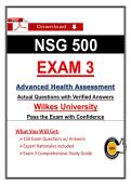 NSG 500 &lpar;Exams 1 &ndash; 3&rpar; Wilkes Advanced Health Assessment Bundle &ndash; Take and pass the Exam