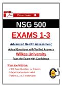 NSG 500 Exams 1-3 &ndash; Wilkes University Advanced Health Assessment &lpar;2026&rpar; Actual Questions&comma; Verified Answers &vert; Pass the Exams