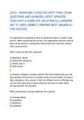 D320 - MANAGING CLOUD SECURITY FINAL EXAM QUESTIONS AND ANSWERS LATEST UPDATED 2026&sol;2027 A COMPLETE SOLUTION ALL ANSWERS GET IT 100&percnt; CORRECT VERIFIED BEST GRADED A&plus; FOR SUCCESS