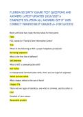 FLORIDA SECURITY GUARD TEST QUESTIONS AND ANSWERS LATEST UPDATED 2026&sol;2027 A COMPLETE SOLUTION ALL ANSWERS GET IT 100&percnt; CORRECT VERIFIED BEST GRADED A&plus; FOR SUCCESS
