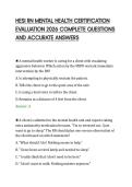HESI RN MENTAL HEALTH CERTIFICATION EVALUATION 2026 COMPLETE QUESTIONS AND ACCURATE ANSWERS&period;pdf&NewLine;&NewLine;