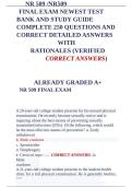 NR 509 FINAL EXAM NEWEST TEST BANK AND STUDY GUIDE COMPLETE 250 QUESTIONS AND CORRECT DETAILED ASNWERS