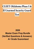CLEET Oklahoma Phase I & II Unarmed Security Guard Test PDF &vert; Study Guide&comma; Practice Questions & Exam Review 2026
