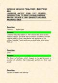 NURS 110 FINAL EXAM QUESTIONS AND ANSWERS &lpar;LATEST 2026-2027 UPDATE&rpar; INTRODUCTION  TO PROFESSIONAL NURSING REVIEW