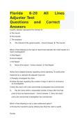 Florida 6-20 All Lines Adjuster Test Questions and Correct Answers