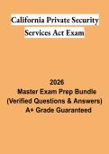 California Private Security Services Act Exam PDF &vert; Security Law Study Guide&comma; Practice Questions & Licensing Review 2026