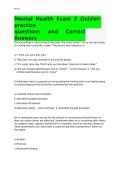 Mental Health Exam 2 Quizlet practice questions and Correct Answers