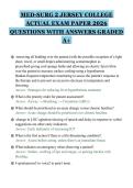 MED-SURG 2 JERSEY COLLEGE ACTUAL EXAM PAPER 2026 QUESTIONS WITH ANSWERS GRADED A&plus;&period;pdf&NewLine;&NewLine;