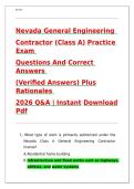 Nevada General Engineering Contractor &lpar;Class A&rpar; Practice Exam Questions And Correct Answers