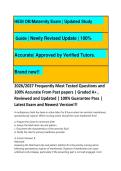 HESI OB&sol;Maternity Exam &vert; Updated Study Guide &vert; Newly Revised Update &vert; 100&percnt; Accurate&vert; Approved by Verified Tutors&period;&NewLine;Brand new&excl;&excl; 2026&sol;2027 Frequently Most Tested Questions and 100&percnt; Accurate From Past papers &vert; Graded A&plus; &comma; Reviewed and Updated &vert; 100&percnt; Guarante