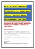 HESI MENTAL HEALTH 2026&sol;2027 RN Psychiatric Nursing Exam Prep &vert; Most Tested Q&A with Detailed Rationales&vert; BRAND NEW&excl;&excl;