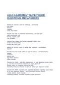 LEAD ABATEMENT SUPERVISOR QUESTIONS AND ANSWERS