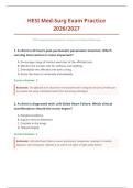 HESI Med-Surg Exam Practice&NewLine;2026&sol;2027&NewLine;100 Comprehensive Questions&comma; Answers & Detailed Rationales