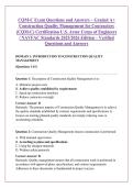 CQM-C Exam Questions and Answers &ndash; Graded A&plus; &NewLine;Construction Quality Management for Contractors &NewLine;&lpar;CQM-C&rpar; Certification U&period;S&period; Army Corps of Engineers &NewLine;&sol; NAVFAC Standards 2025&sol;2026 Edition &ndash; Verified &NewLine;Questions and Answers 