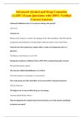 Advanced Alcohol and Drug Counselor&NewLine;&lpar;AADC&rpar; Exam Questions with 100&percnt; Verified&NewLine;Correct Answers