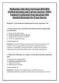 Medication Aide State Test Exam 2025&sol;2026 &NewLine;Verified Questions and Correct Answers &vert; 100&percnt; &NewLine;Updated Certification Prep Questions with &NewLine;Detailed Rationales for Exam Success 