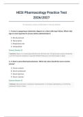 HESI Pharmacology Practice Test&NewLine;2026&sol;2027&NewLine;100 Questions&comma; Answers & Rationales for Nursing Students