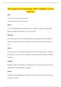 AP Lang Exam Questions with Verified Correct&NewLine;Answers