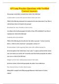 AP Lang Practice Questions with Verified&NewLine;Correct Answers