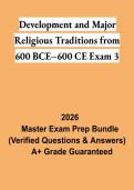 Development & Major Religious Traditions from 600 BCE&ndash;600 CE Exam 3 PDF &vert; World History Study Guide & Exam Review 2026