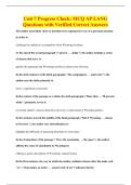 Unit 7 Progress Check&colon; MCQ AP LANG&NewLine;Questions with Verified Correct Answers