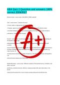 ABA Quiz 2 Question and answers 100&percnt; correct 2026&sol;2027