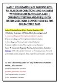 NACE 1 FOUNDATIONS OF NURSING LPN-RN NLN EXAM QUESTIONS AND ANSWERS WITH DETAILED RATIONALES EACH &vert; CURRENTLY TESTING AND FREQUENTLY TESTED QUESTIONS &vert; EXPERT VERIFIED FOR GUARANTEED PASS&NewLine;