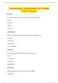Aromatherapy Test Questions with Verified&NewLine;Correct Answers