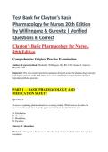 Test Bank for Clayton&rsquo;s Basic Pharmacology for Nurses 20th Edition by Willihnganz & Gurevitz &vert; Verified Questions & Correct