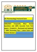 ATI Pharmacology Proctored Exam  Frequently Most Tested&NewLine;Questions and 100&percnt; Accurate From Past papers &vert; Graded A&plus; &comma; Reviewed and Updated &vert; 100&percnt; Guarantee Pass &vert; Latest Exam and Newest Version&excl; &vert; ACTUAL EXAM COMPLETE QUESTIONS AND CORRECT DETAILED ANSWERS 