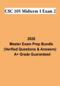 CSC 105 Midterm 1 Exam 2 PDF &vert; Computer Science Study Guide&comma; Practice Questions & Exam Review 2026