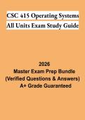CSC 415 Operating Systems All Units Exam Study Guide PDF &vert; Practice Questions&comma; Answers & Comprehensive Exam Review 2026
