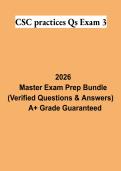CSC Practice Questions Exam 3 PDF &vert; Computer Science Practice Test&comma; Answers & Exam Study Guide 2026