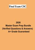 Final Exam CSC PDF &vert; Comprehensive CSC Study Guide&comma; Practice Questions&comma; Answers & Exam Review 2026