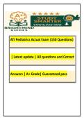 ATI Pediatrics Actual Exam &lpar;150 Questions&rpar; &vert; Latest update &vert; All questions and Correct Answers &vert; A&plus; Grade&vert; Guaranteed passACTUAL EXAM COMPLETE QUESTIONS AND CORRECT DETAILED ANSWERS &lpar;2026&sol;2027 FREQUENTLY TESTED Q&A FROM PAST PAPERS &ndash; MOST EXPECTED QUESTIO