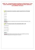 BIOD 151 - Essential Human Anatomy & Physiology I Final&NewLine;Exam 2026&sol;2027 UPDATE UPDATED ACTUAL Questions&NewLine;and CORRECT Answers